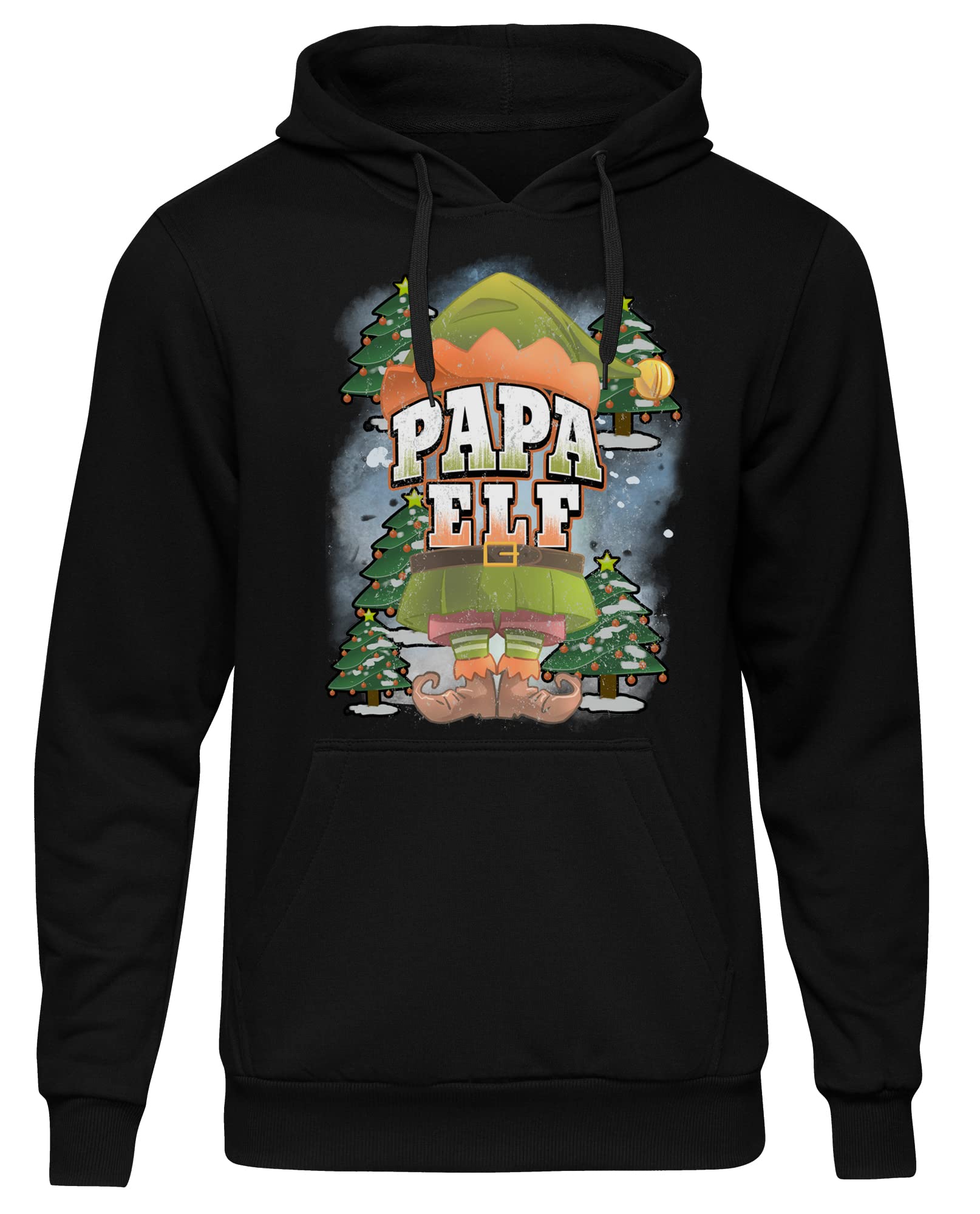 Papa Elf Herren Kapuzenpullover | Weihnachten Pullover Weihnachtsmann Christmas Hoodie | Schwarz (XL)