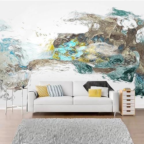 XLMING Bunte Marmor-Landschaft Vögel 3D Tapete Home Dekoration Wohnzimmer Sofa Schlafzimmer Tv Hintergrund Wand-300cm×210cm