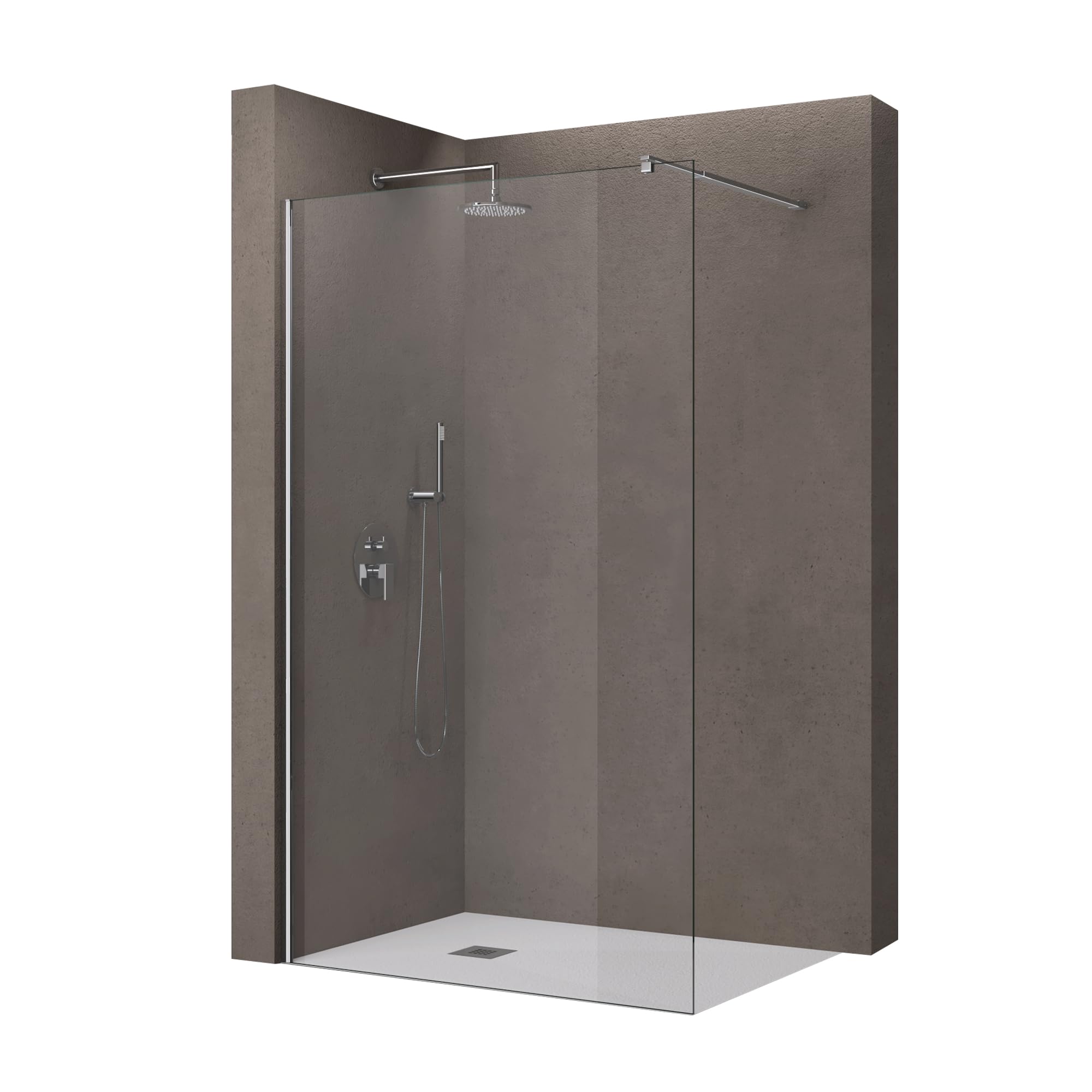 doporro Luxus Duschwand für Dusche Duschabtrennung 130x200cm Walk-In Dusche 10mm ESG-Sicherheitsglas Klarglas inkl. Nanobeschichtung Bremen02K