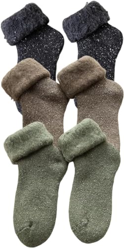 Snowbegone Kaschmirwollsocken, Premium-Kaschmirsocken, Damen-Kaschmirsocken, weiche, winterwarme, dicke Wollsocken (C-3-Paare)