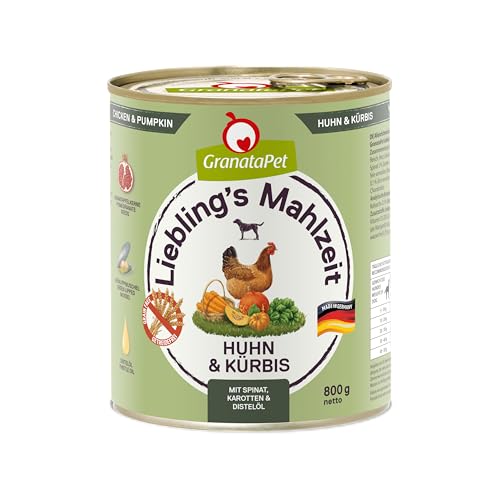 GranataPet Liebling's Mahlzeit Huhn & Kürbis, Nassfutter für Hunde, Hundefutter ohne Getreide & ohne Zuckerzusätze, Alleinfuttermittel, 6 x 800 g