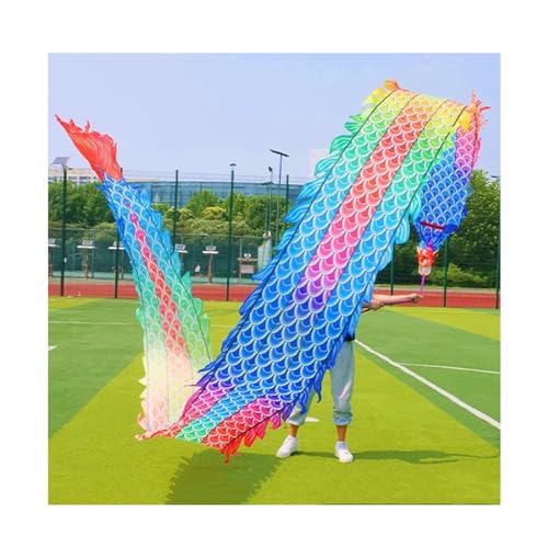 Drachenbänder, Tanzbänder, Tanz-Drachen-Band-Luftschlange, Outdoor-Fitness-Drachen-Tanz-Luftschlangen, goldene Schuppenseide for Kinder und Erwachsene, chinesisches Drachentanz-Band(10m/33ft)