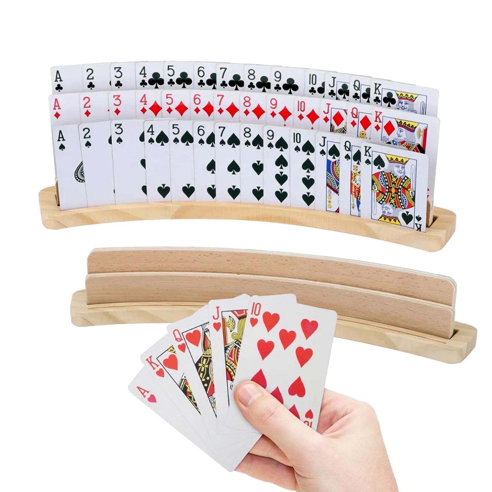 Xasbseulk Spielkartenhalter | Hände-Aufbewahrung, gebogener Ständer für Spielkarten, 2 Stück, Poker-Halter, Organizer, Ständer, Tablett, Kartenspiel-Zubehör für Poker, Canasta, Pinochle, Kinder,