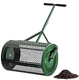 IXART Torfstreuer für Rasen und Garten – 60cm Robuste Rasenwalze aus Metall – Streuwalze für Kompost, Gülle und Mutterboden – Verstellbarer T-förmiger Griff