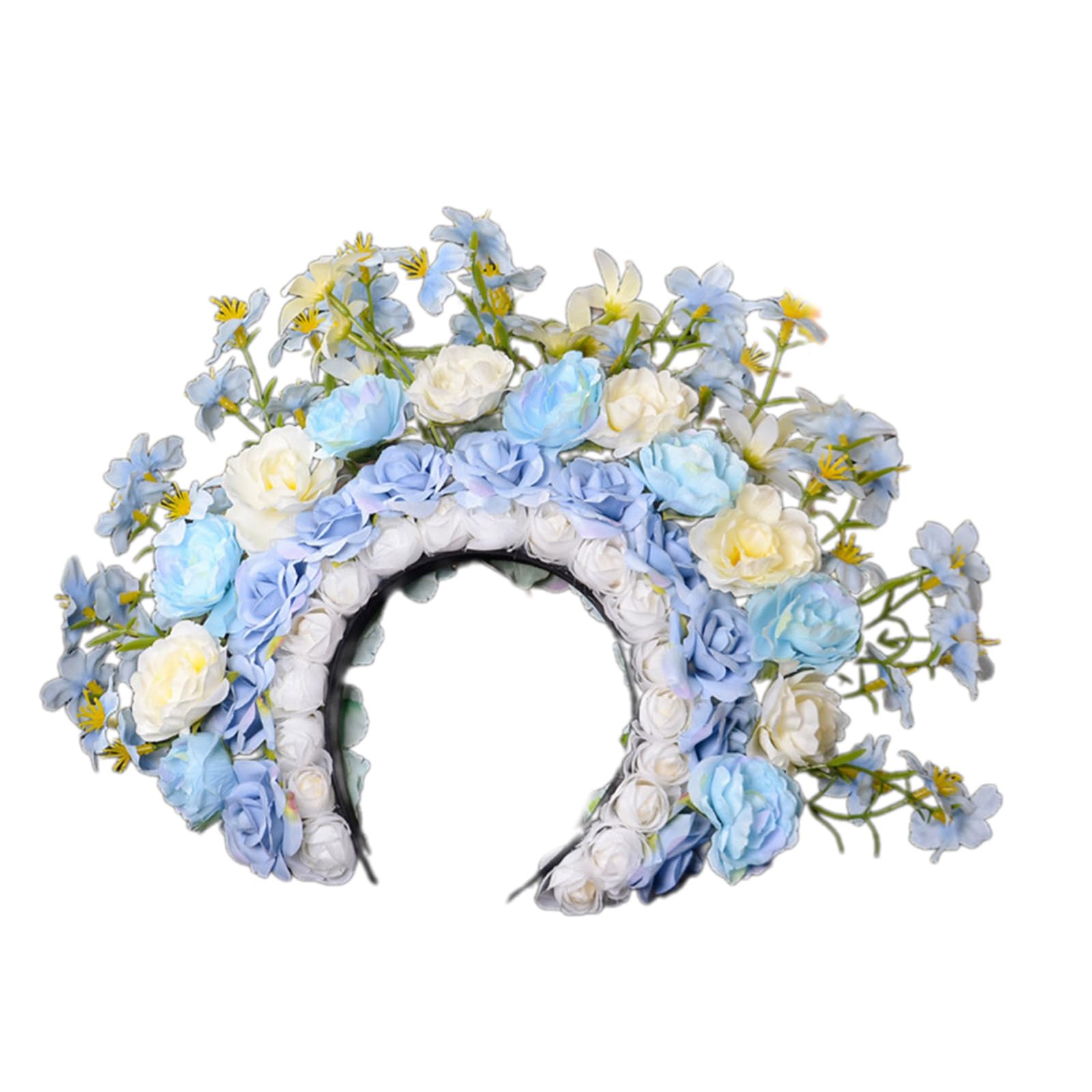 Eladcncmc Buntes Blumen-Stirnband, doppelseitiger Haarkranz, Hochzeit, Party, Kostüm, Kopfschmuck für Braut, Damen, Haar-Accessoire