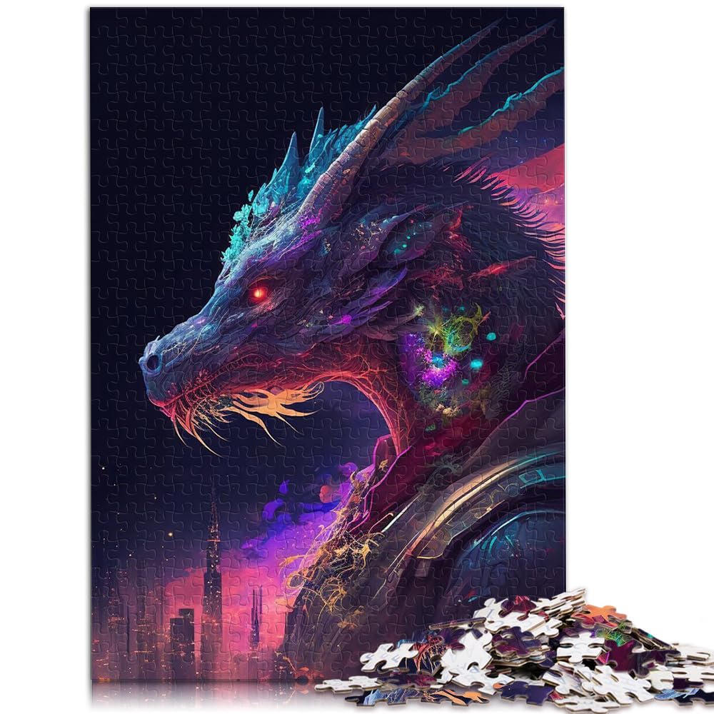 Spielgeschenk Puzzle Drache für Erwachsene 1000 Teile Puzzle Geschenke Holzpuzzle Familienspiel Stressabbau Schwieriges Herausforderungspuzzle 1000 Teile (50x75cm)