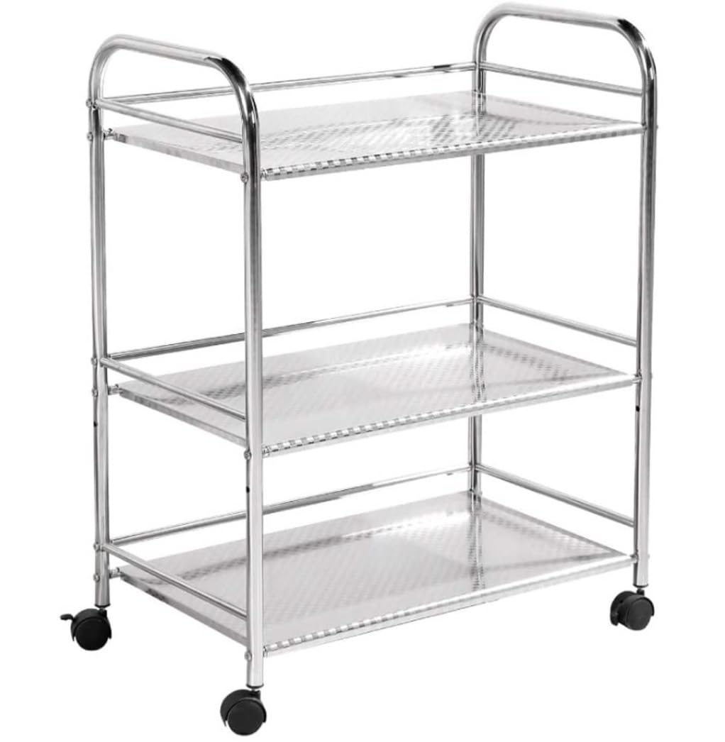 LASTRAN Küchenaufbewahrungswagen Rollwagen Storage Trolley 3-Tier Metall Rollwagen Küchenwagen Edelstahlwagen Lagerung Abnehmbarer Servierwagen Küchenwagen Rollaufbewahrungswagen Gebrauchswagen