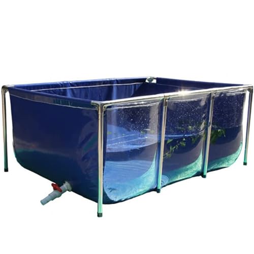 Fischteich aus PVC-Leinwand mit Stahlrahmen,Faltbarer Wasserspeichertank,Aquarium-Poolteich mit transparenter Sichtscheibe und Ablassventil zur Präsentation von Koi und Goldfischen,150 * 100 * 71cm