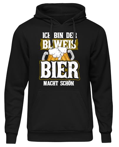 UGLYSHIRT Bier Macht schön Herren Kapuzenpullover | Sprüche Pullover Männer Mallorca Party Saufen Pullover Alkohol Hoodie Herren Beer | Schwarz (M)