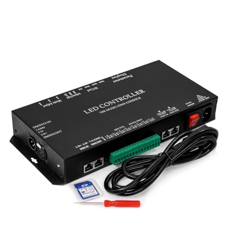 Pluuttiem T8K Musik- und DMX-Konsole, 8-Kanal-Anschluss mit Mikrofoneingang/Aux-Eingang, SPI-TTL-LED-Streifenlicht-Controller für WS2811 WS2812B EU-STECKER