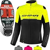 SHIMA DRIFT Motorrad Jacke Damen mit Protektoren AIRFORCE Rückenprotektor Motorradjacke Sommer Schulter Protektor Ellbogen Textiljacke Schutzjacken Protektorenjacke Stadt (Frauen, Fluo, M)