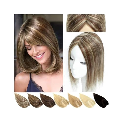 Haartopper für Frauen Glattes Haar-Topper for Damen, Clip-in-Einteiler, unsichtbares Haar-Toupet, 25,4–45,7 cm, chinesisches Remy-Haar, maschinell hergestelltes Basis-Haarteil Haarteil Topper Toupet F