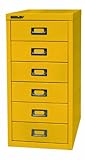 BISLEY MultiDrawer, 29er Serie, DIN A4, 6 Schubladen, Metall, 641 Zinkgelb, 38 x 27.9 x 59 cm