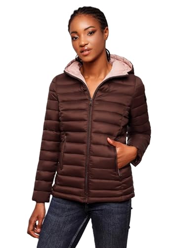 MARIKOO Damen Jacke Steppjacke Herbst Winter Übergangsjacke gesteppt B651 [B651-Luc-Schoko-Gr.XXL]