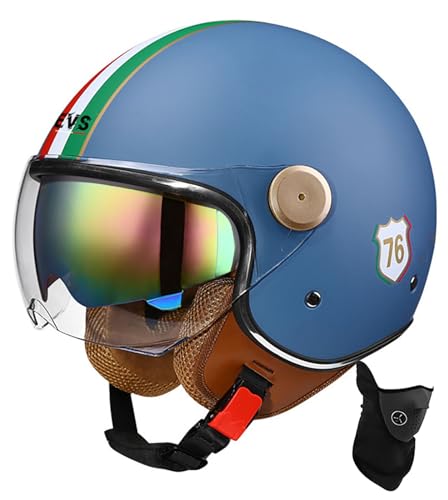 Offener Helm, Motorrad-Halbhelm Mit Sonnenblende, Retro-Vintage-Stil, Motorrad-Vespa-Jet-Helm, DOT/ECE-Zugelassener Motorrad-Sturzhelm Für Kinder, Jugendliche, Männer Und Frauen K,L58-59CM