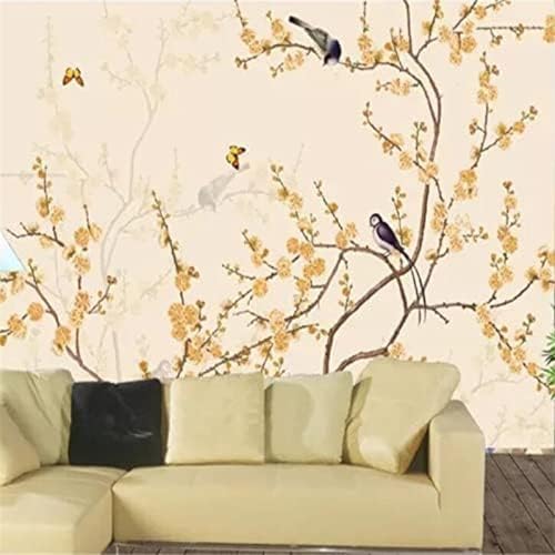 XLMING Handgemalte Vögel Und Blumen 3D Tapete Wohnzimmer Sofa Schlafzimmer Esszimmer Home Dekoration Wand-300cm×210cm