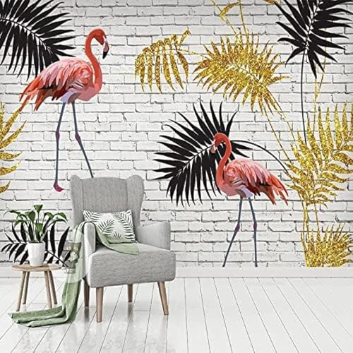 XLMING Goldfolie Flamingo Mode 3D Tapete Wohnzimmer Sofa Schlafzimmer Esszimmer Home Dekoration Wand-400cm×280cm