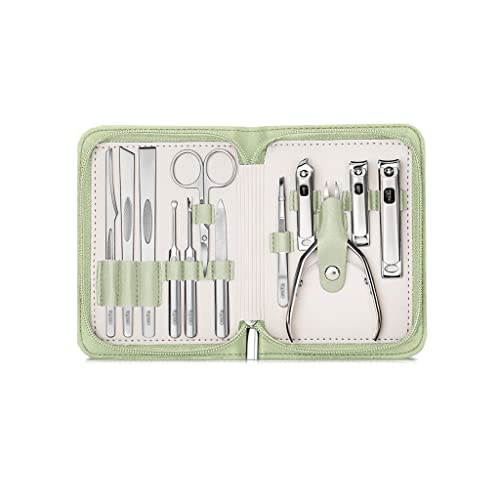 BONAD Zehennagelknipser 12 Stück Set Nagelschnipper Set Maniküre Set Persönliche Pflege Pediküre Set Schönheitsset Nagelknipser-Set (Color : Light green-12-piece Set)