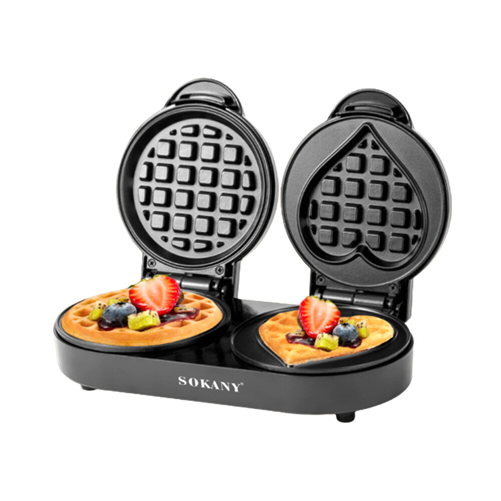 SOKANY 1100 W Waffeleisen, kleine Waffeln, Eisen, Keto-Chaffles, einzeln, kompaktes Design, antihaftbeschichtet, für Frü