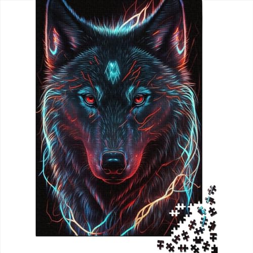 1000 große Teile Puzzle für Erwachsene, Fantasy Strange Wolf, Holzpuzzle, Puzzle für Erwachsene, Teenager, Künstlersammlung, bildende Kunst, 75 x 50 cm