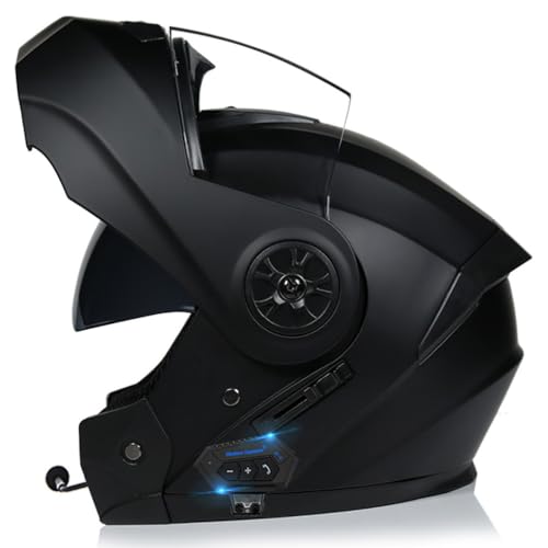 Klapphelm Mit Bluetooth Motorradhelm Modularer Helm Mit Doppelvisier ECE Zertifiziert Vollvisierhelm Fullface Helm Integral-Helm mit Eingebautem Mikrofon für Automatische Reaktion