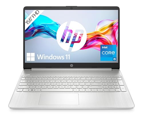 HP Laptop 15,6 Zoll FHD Display, Intel Core i5-1235U, 16GB DDR4 RAM, 512GB SSD, Intel Iris Xe Grafik, QWERTZ Tastatur, Windows 11, Silber