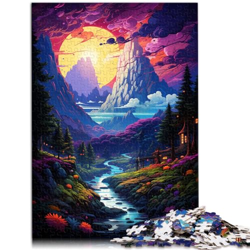 Puzzles Bunte psychedelische Schönheitslandschaft 1000 Puzzles für Erwachsene 1000 Teile Holzpuzzle Familienspiele Weihnachtsgeburtstagsgeschenke 1000 Stück (50 x 75 cm)