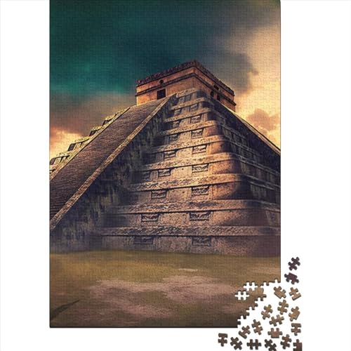 Chichen Itza Puzzle für Erwachsene und Jugendliche, Holzpuzzle für Erwachsene, Teenager, Puzzle für Erwachsene, Lernspiel, Herausforderungsspielzeug (Größe: 52 x 38 cm)