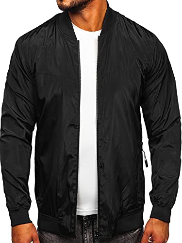 BOLF Herren Übergangsjacke Steppjacke Daunen-Optik Casual Elegant Leichte Frühlings Jacket Moderne Männer Jacke W3909 Schwarz-Rot L [4D4]