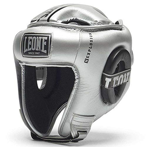 LEONE 1947 Unisex – Erwachsene Boxhelm, Silber/schwarz, M