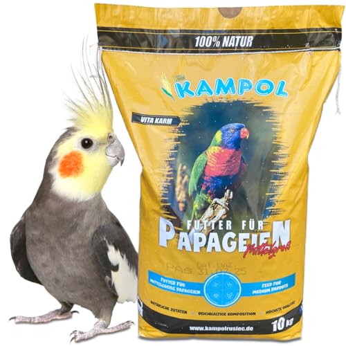 ARPON Papageienfutter | Mischung für mittelgroßen Papageien | Saatenmischung für Papageien | Vogelfutter für mittlere Papageien | Körnermischung 10kg | Reich Vitaminquell