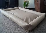 Hundebettenmanufaktur Hundebett Hundesofa Schlafplatz wendbar komplett aus Kunstleder PicoBello Farbe und Größe wählbar (100 cm X 70 cm, Taupe)