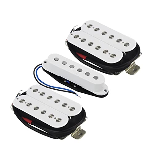 ZENGXUE 3 Stücke Alnico 5 E-Gitarren-Humbucker-Pickups & Single-Coil-Abholung Für HSH. Gitarre Humbucker Tonabnehmer Set (Color : White)