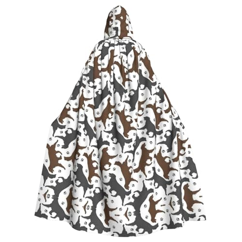 YQxwJL Trotting Flat Coated Retrievers Paw Print Hooded Long Length Cape, Unisex Hooded Halloween Christmas Cloak Costumes Party Cape