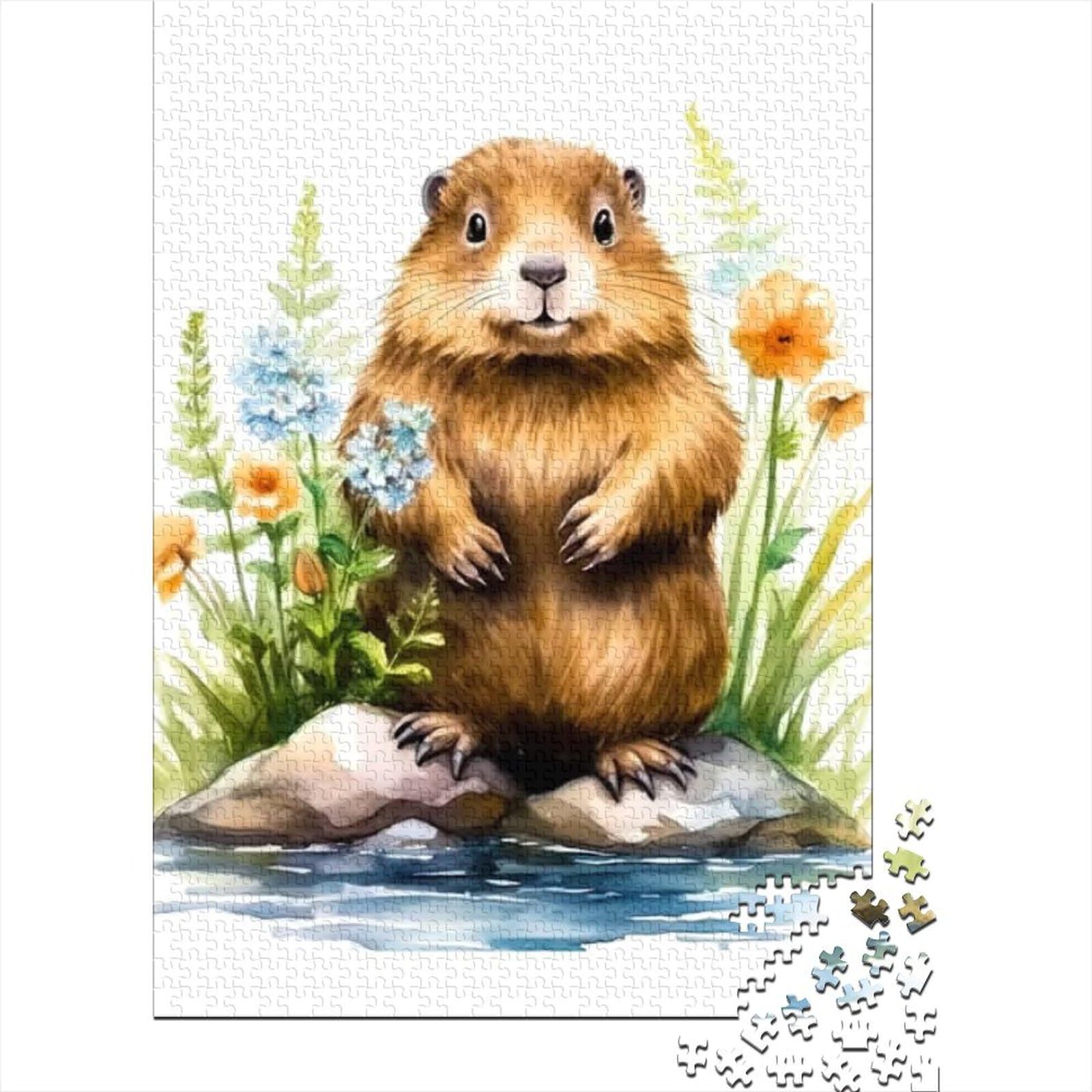 Puzzle 1000 Teile für Erwachsene Baby-Biber-Puzzles für Holzbrett-Puzzles Lernspiel-Herausforderungsspielzeug Größe: 75x50cm