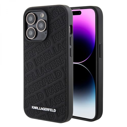 Karl Lagerfeld Gestepptes Karl Muster Hartschale für iPhone 15 Pro (Schwarz)