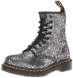 Dr. Martens Women's 1460 8 Eye Boot Fashion, Black Metallic Paint Splatter Suede, 11