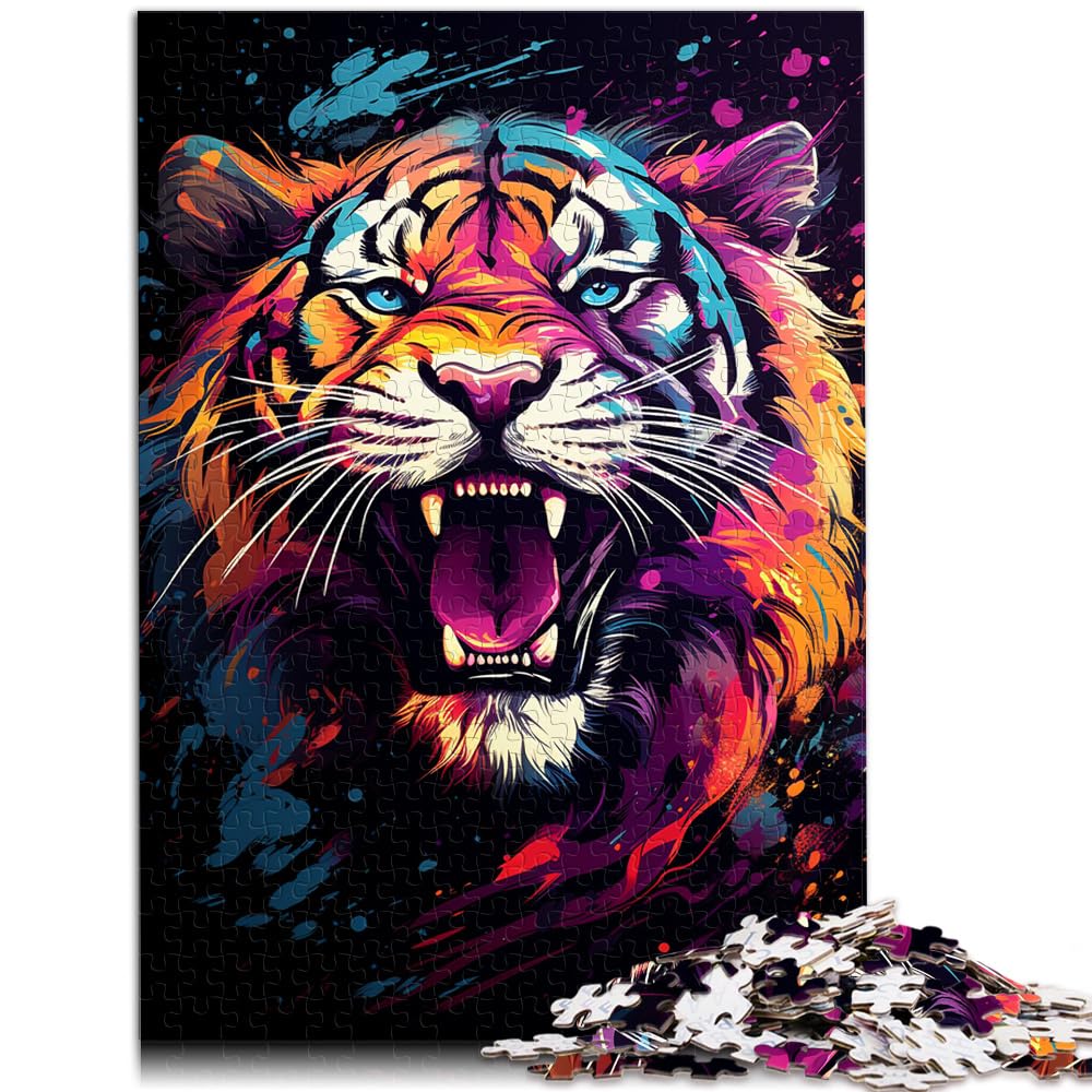 Puzzle für Fantasie, bunter Tiger, 1000-teiliges Puzzle für Erwachsene, schwieriges Holzpuzzle für Frauen und Männer, 1000 Teile (50 x 75 cm)