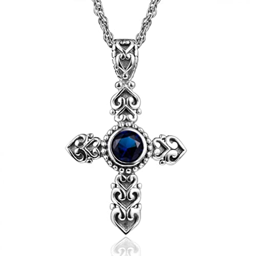 CLLBANT 925 Sterling Silber Kreuz Halskette Anhänger Für Frauen Mit Smaragd Stein Party Edlen Schmuck Weibliche Geschenke ()