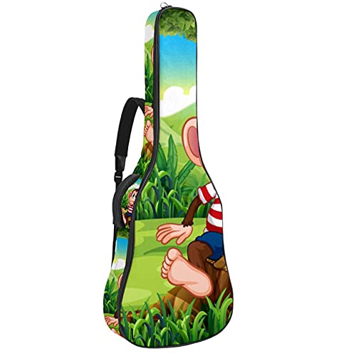 Gitarrentasche Schutz- und Transporttasche für akustische und klassische Gitarren wasserfest und gepolstert Affe im Garten 108.9x42.9x11.9 cm