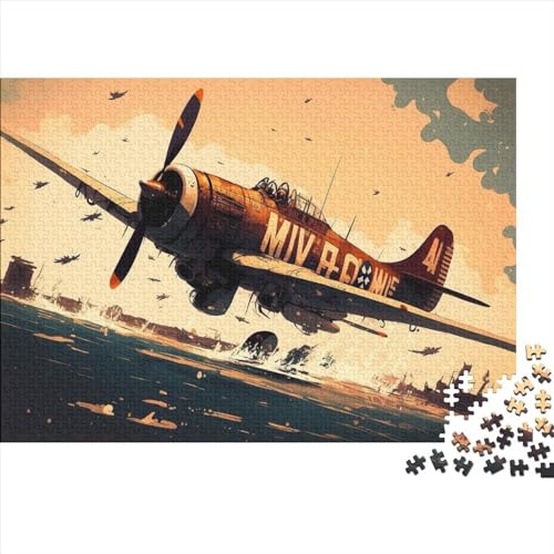 Feuerflugzeuge Holzpuzzle für Teenager, schwierige, anspruchsvolle Puzzles mit 1000 Teilen, Spielspielzeug für Erwachsene, Familienpuzzle, Geschenk (Größe 75x50cm)