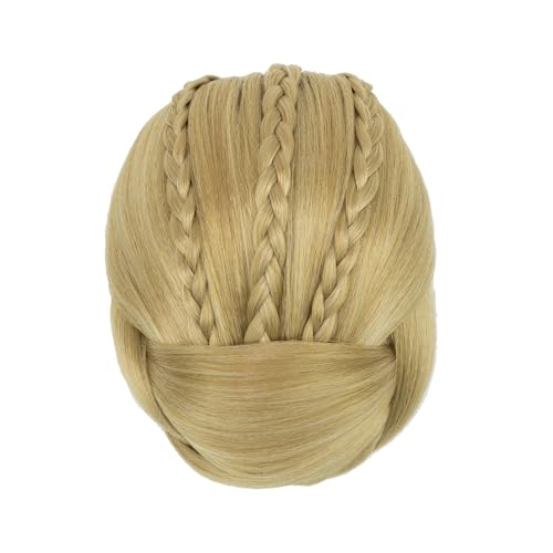 Haarteil Haargummi Kunsthaar, geflochtenes Haar, Chignon, Clip-In-Haarknoten, Donut-Rollen, Zubehör for Frauen Haarverlängerung(Ash Blonde)