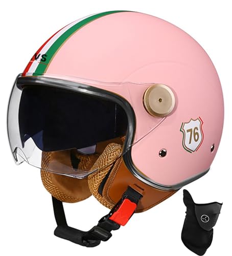 Offener Helm, Motorrad-Halbhelm, DOT/ECE-Zugelassener Motorrad-Sturzhelm Mit Sonnenblende, Retro-Vintage-Stil, Motorrad-Vespa-Jet-Helm Für Kinder, Jugendliche, Männer Und Frauen 33,M 56-57cm