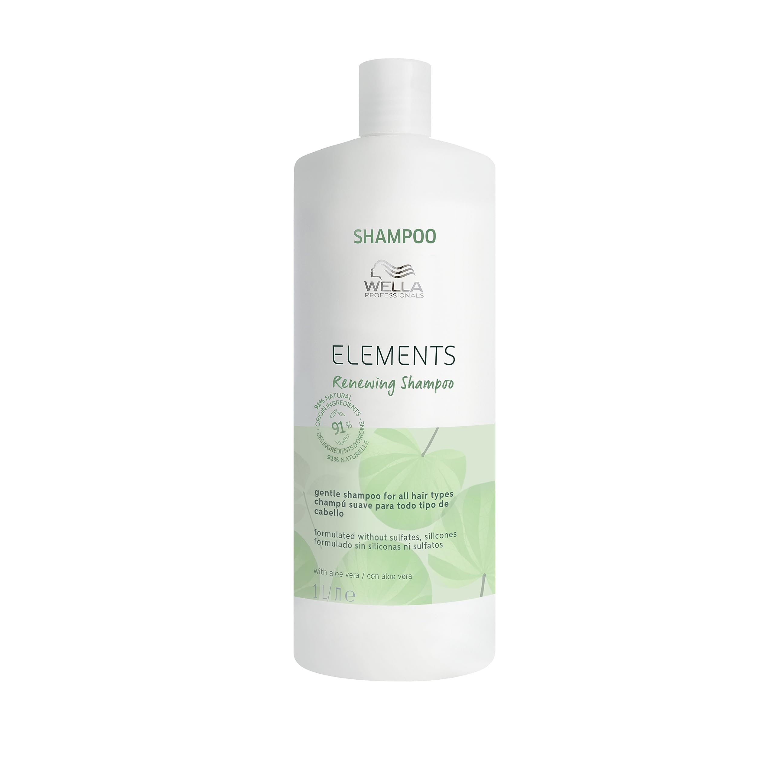 Wella Professionals Elements Renewing Shampoo ohne Sulfate und Silikone – beruhigende Haarpflege für empfindliche und juckende Kopfhaut – mit Aloe Vera und Vitmain E – 1 L