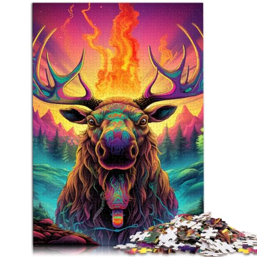 Puzzle, Lernspiele, Tier-Elch, 1000-teiliges Puzzle für Erwachsene, Holzpuzzle, Geburtstagsgeschenk, Geschenke für 1000 Teile (50 x 75 cm)