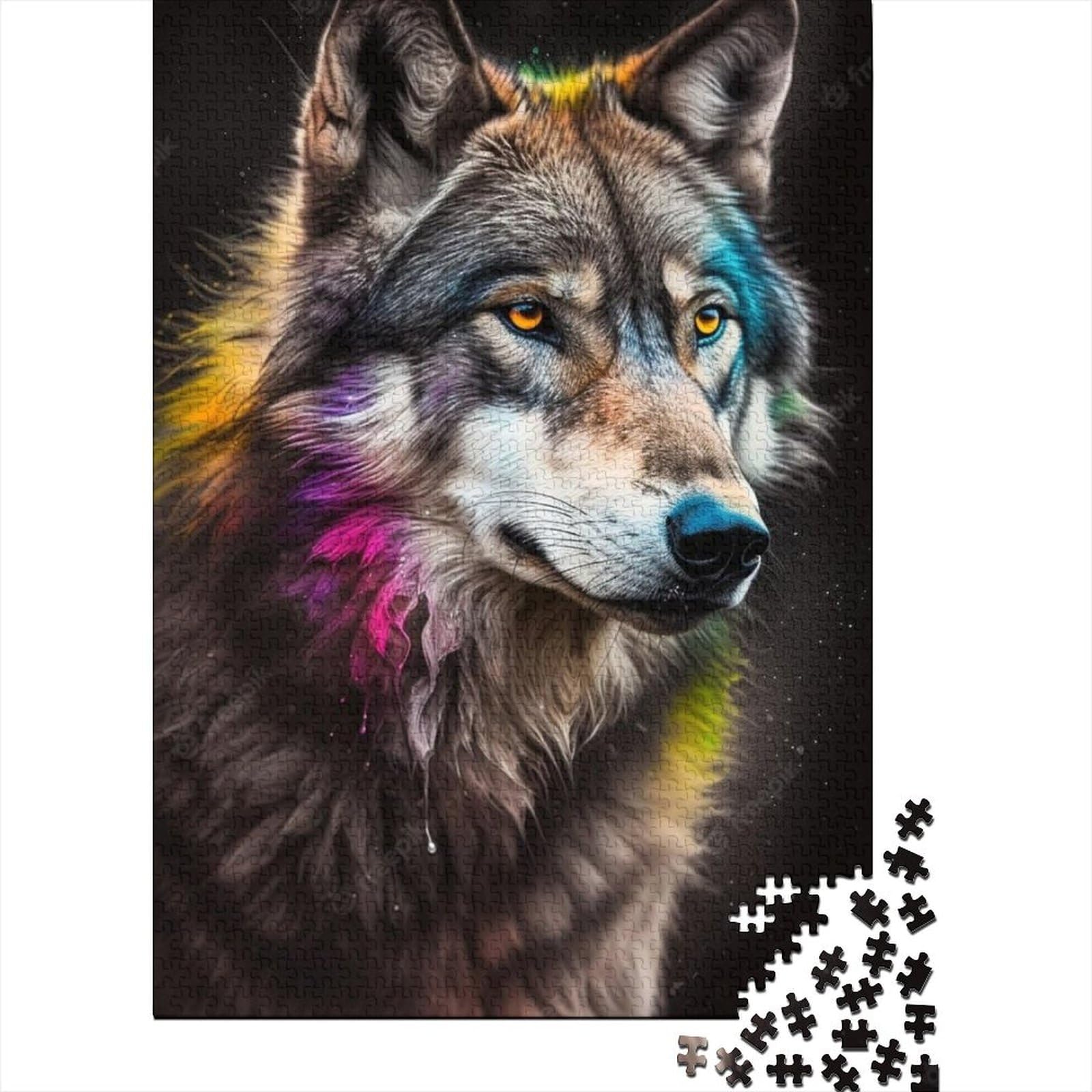 Kunstpuzzle für Erwachsene 1000 Teile Fantasy Strange Wolf Holzpuzzle für Erwachsene Puzzlespiel Spielzeug für Erwachsene Familienpuzzle Geschenk (29,53 x 19,69 Zoll)