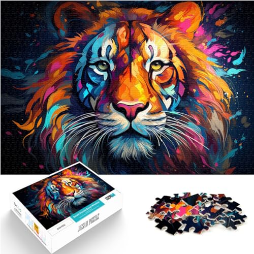 Puzzlespiele, Psychedelic Color Tiger, 1000 Teile, Holzpuzzle, Spaß für Aktivitäten zu Hause, Geburtstagsgeschenk, Reisegeschenk, 1000 Teile (50 x 75 cm)