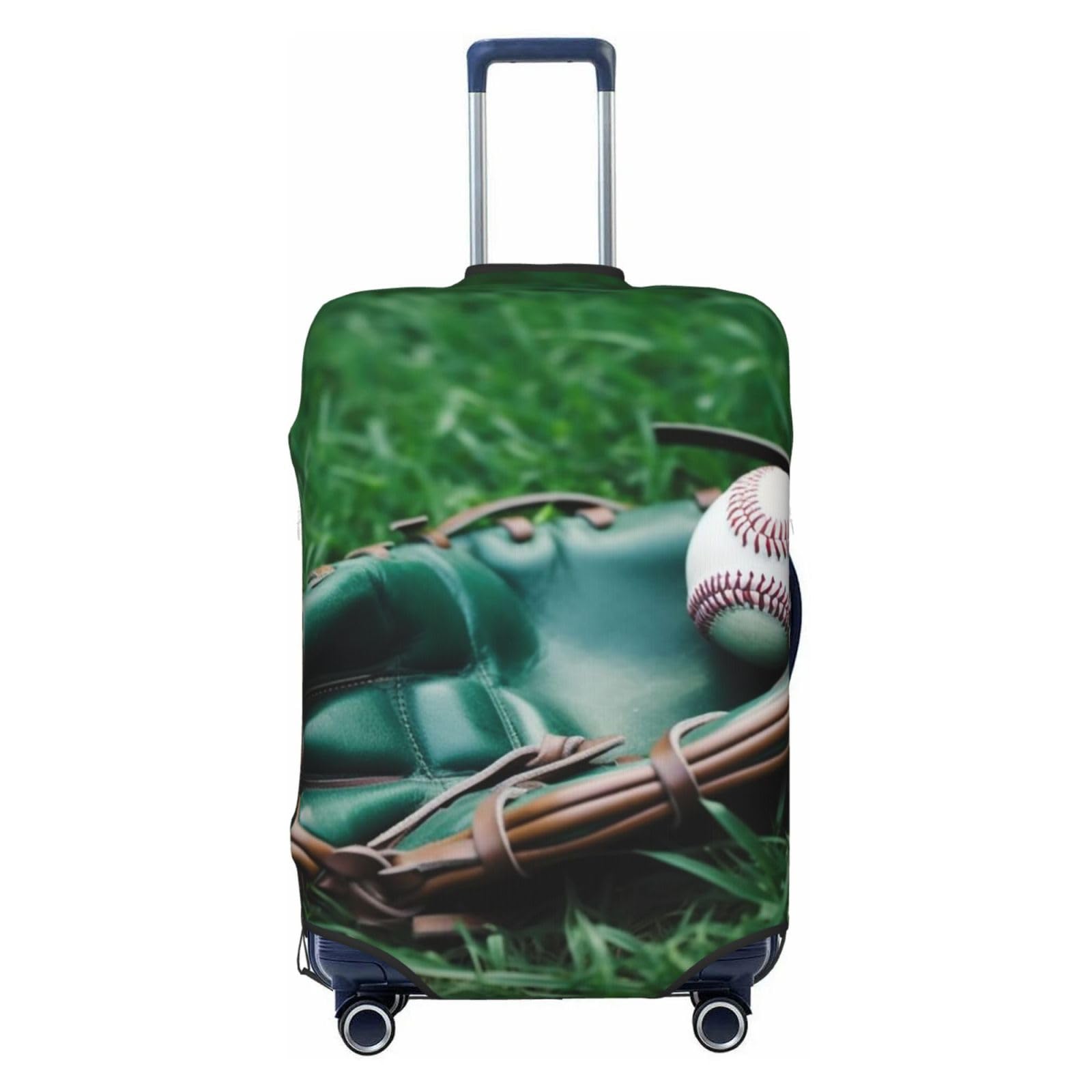 CSGJMYGS Green Lawn Baseball-Handschuh-Gepäckabdeckungen für Koffer, waschbar, modisch, dehnbar, kratzfest, passend für 45,7 - 81,3 cm Gepäck, XL, Schwarz, XL, Schwarz , XL