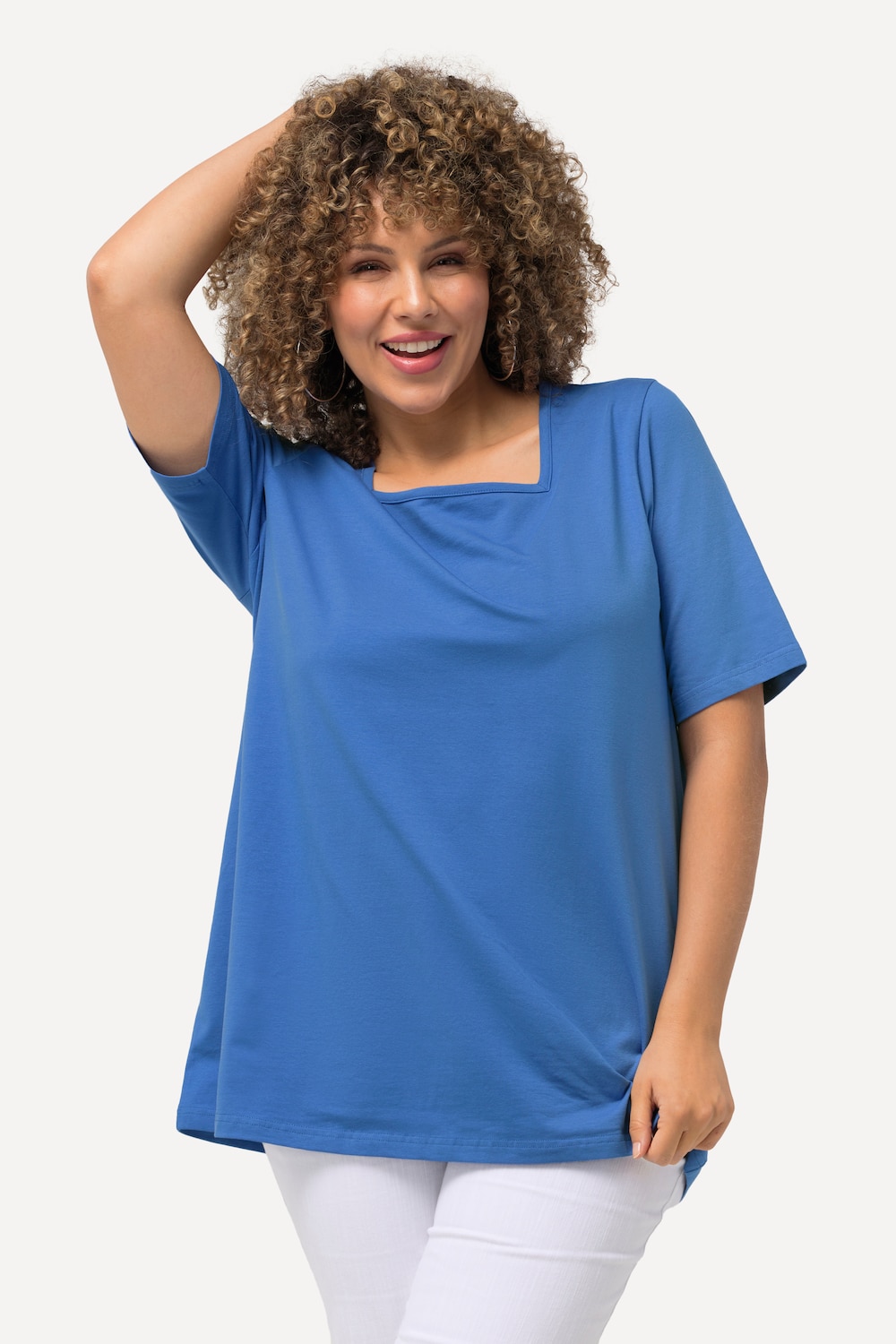 Große Größen T-Shirt, Damen, blau, Größe: 50/52, Baumwolle, Ulla Popken