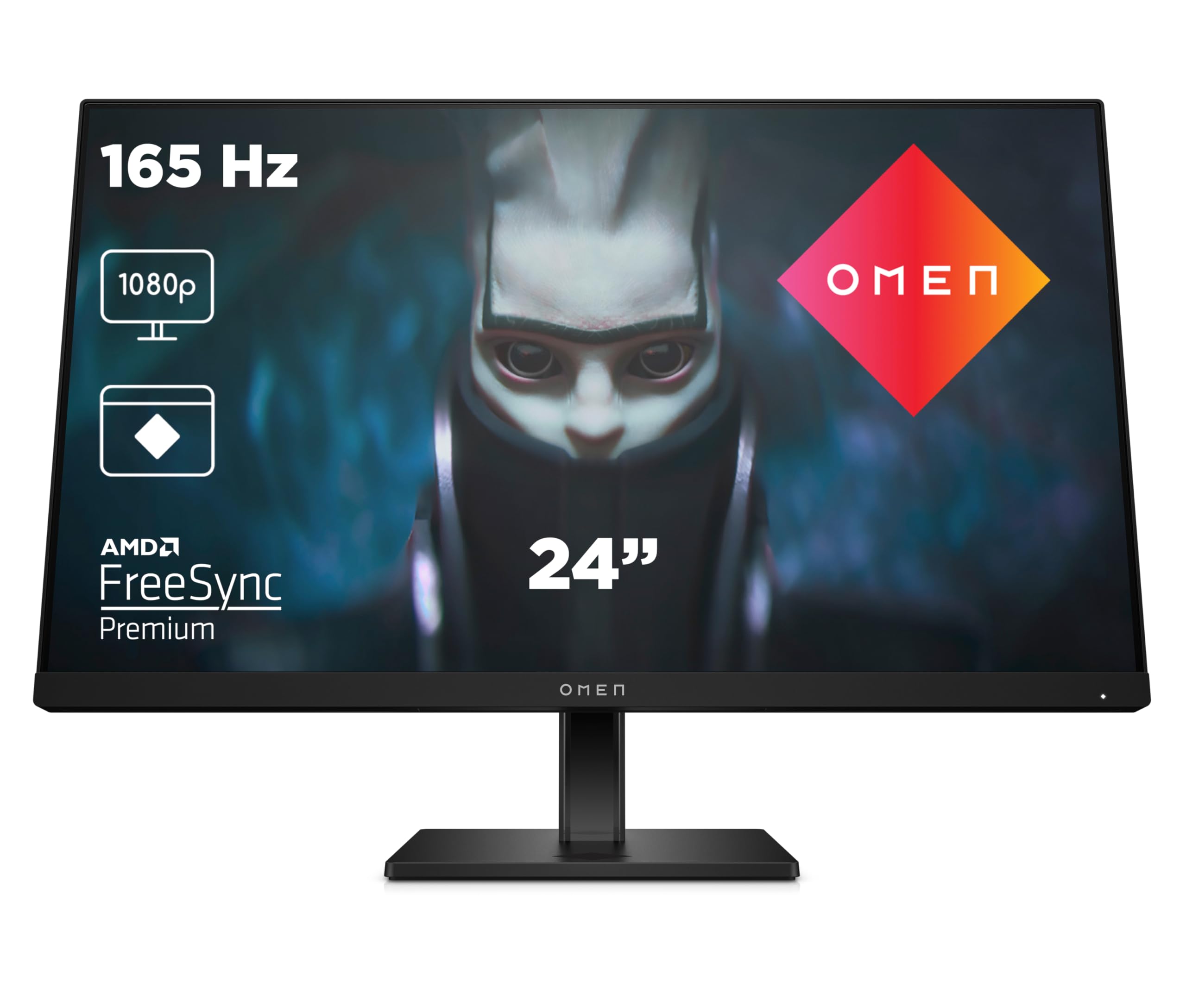 HP OMEN 24 Gaming Monitor - 24 Zoll Bildschirm, FHD Display, 165Hz, AMD FreeSync Premium, 1 ms Reaktionszeit, 2x HDMI 2.0, Display Port 1.4, Audioausgang, schwarz